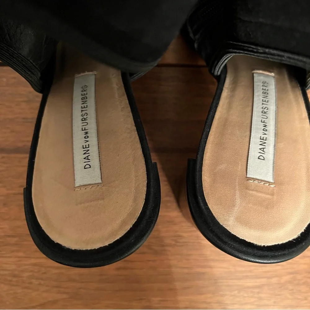 Diane von Furstenberg Black Suede Panina Open Toe Booties